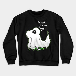 Cute Comic T-rex Tyrannosaurus Dressed As Ghost On Halloween Crewneck Sweatshirt